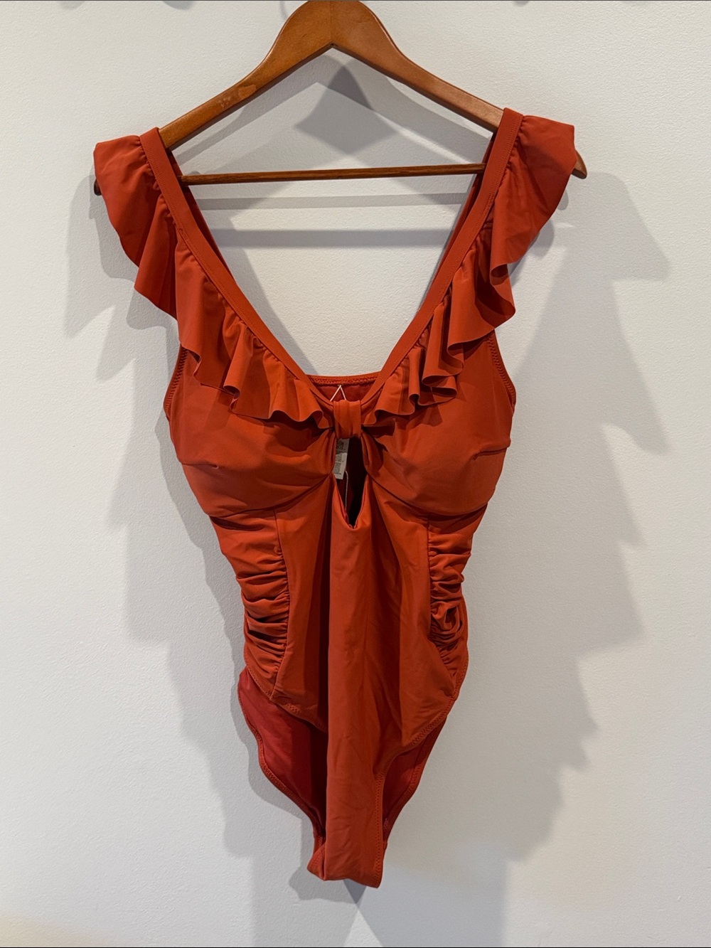 NWT Cupshe one piece swimsuit color Rust Ruffled Deep V-neck